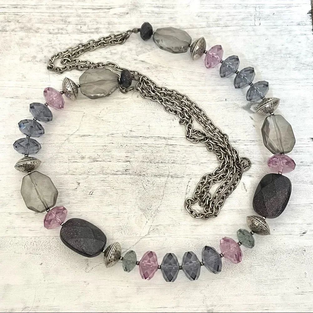 Jones New York Long purple beaded necklace
